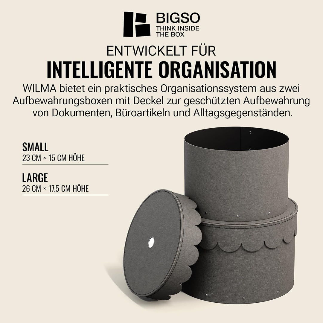 BIGSO WILMA 2er-Set runde Aufbewahrungsbox mit Deckel – Ordnungsbox mit Deckel für Kleidung, Spielze