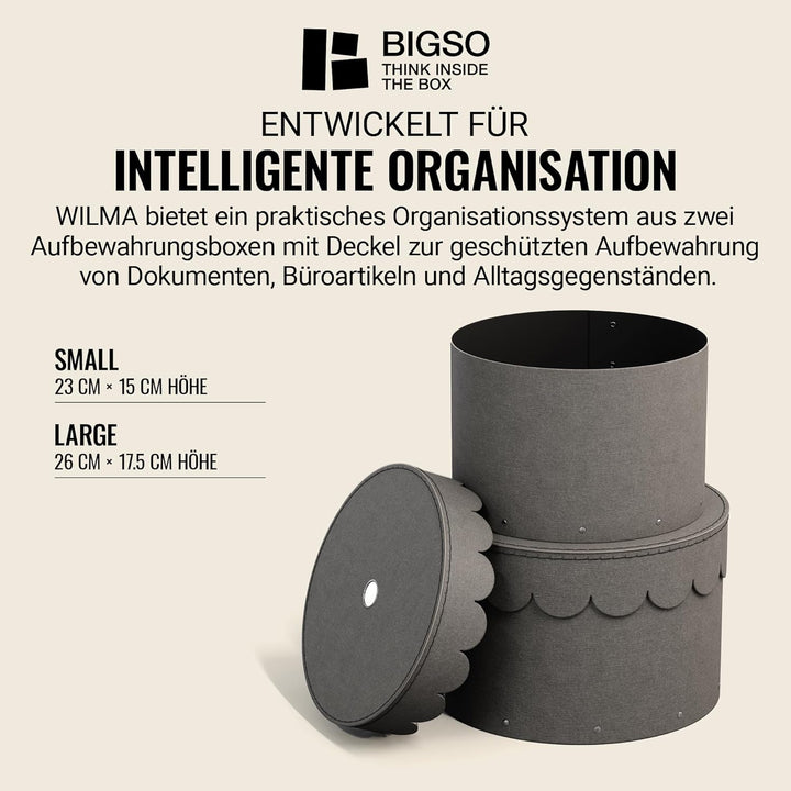 BIGSO WILMA 2er-Set runde Aufbewahrungsbox mit Deckel – Ordnungsbox mit Deckel für Kleidung, Spielze