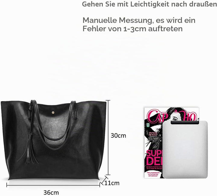 NICOLE&amp;DORIS Damen Tote Tasche Handtasche Schultertasche aus PU-Leder Umhängetaschen Mode grosse Han