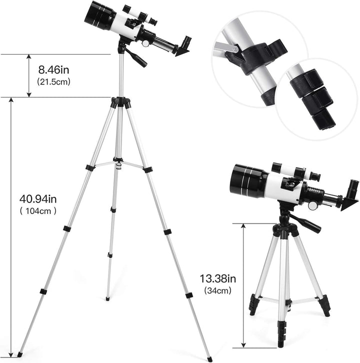 Astronomisches Teleskop 150X HD Vergrösserung Teleskop mit 300/70mm Stativ, Geeignet für Rucksack un