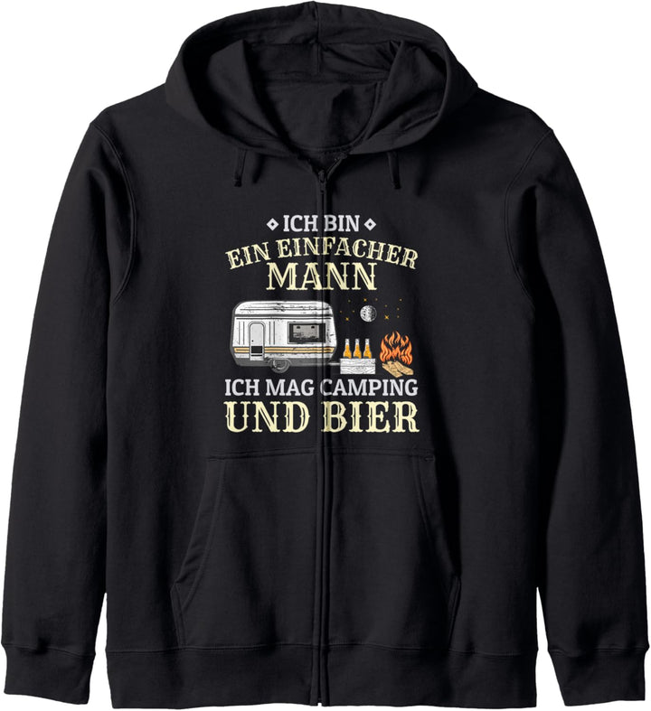 Ich Bin Ein Einfacher Mann Ich Mag Camping Und Bier Camper Kapuzenjacke