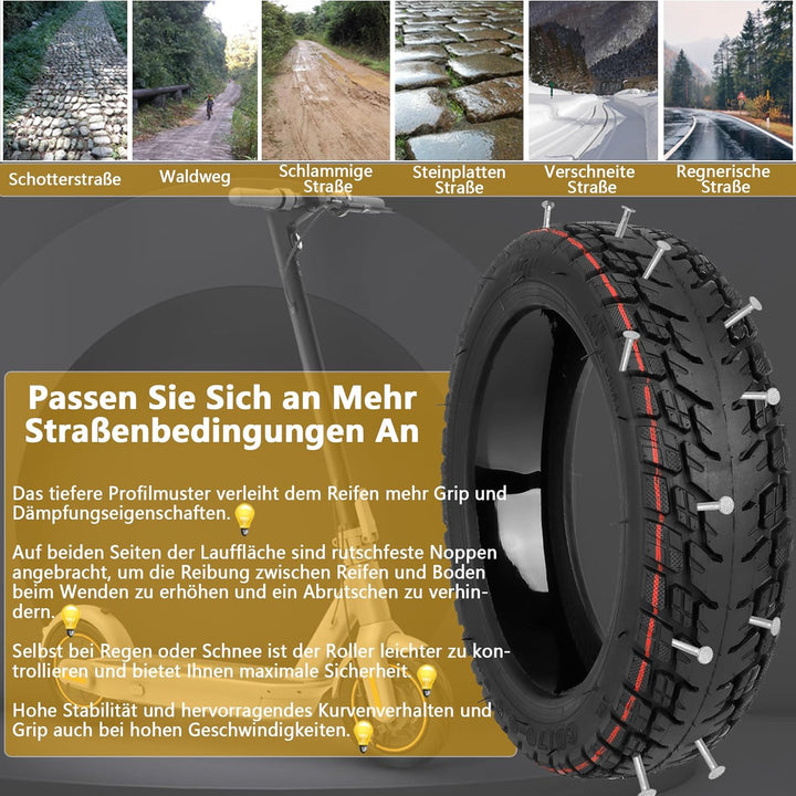 VOLOHAS 10 Zoll Offroad Reifen 60/70-6,5 Tubeless Reifen für Ninebot MAX G30/G30D/G30D 2 Elektroroll