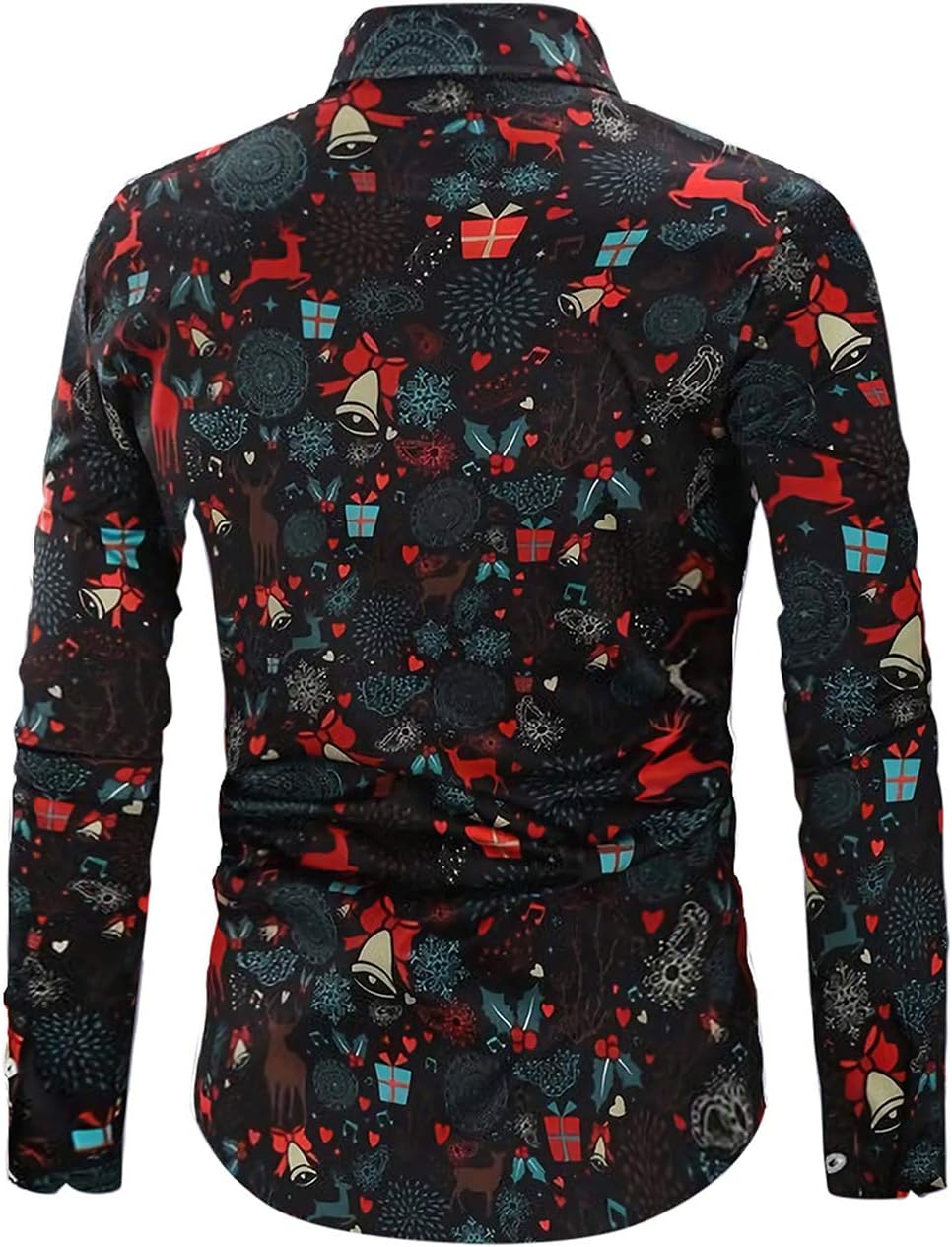 Goodstoworld Weihnachtshemd Herren Weihnachten Muster 3D Bedruckte Langärm Slim Fit Stehkragen Bügel