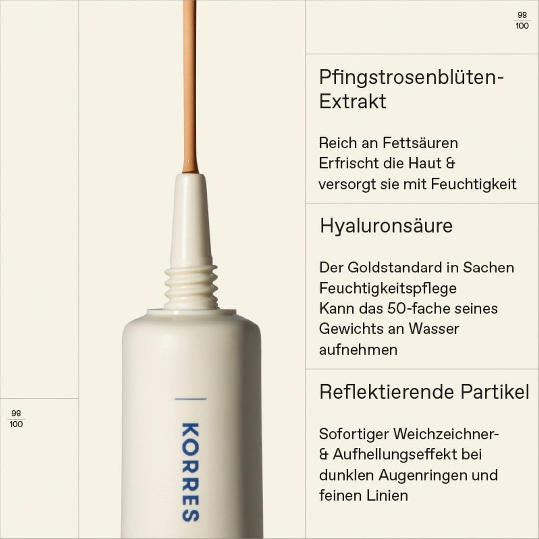 KORRES Natural Radiance Concealer Medium 02, cremiger, leichter Concealer mit mittlerer Deckkraft un