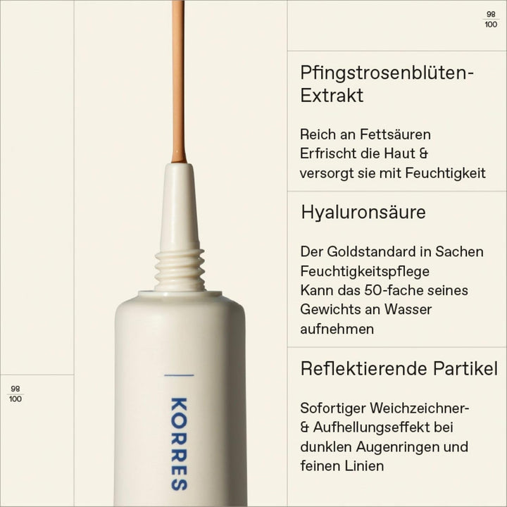 KORRES Natural Radiance Concealer Medium 02, cremiger, leichter Concealer mit mittlerer Deckkraft un