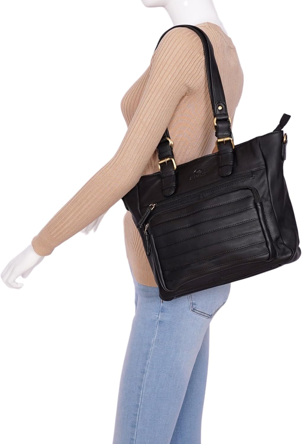 ALMADIH Premium Leder Damentasche Schultertasche KYLA - Ledertasche Handtasche Umhängetasche Henkelt