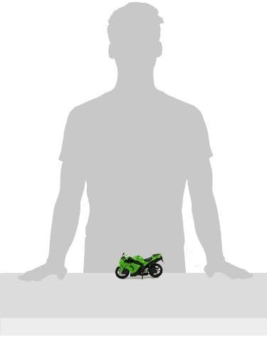 New Ray 42443 A - Kawasaki ZX 10 R / Honda CBR Motorrad, Miniaturfahrzeug, Massstab 1:12, Grün / Sch