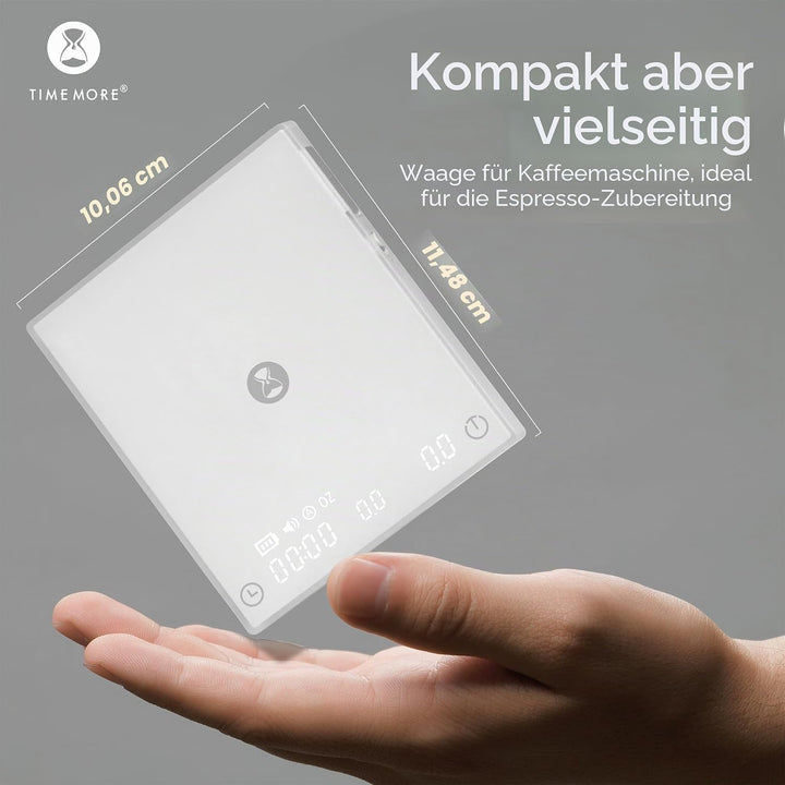 TIMEMORE Black Mirror Mini, digitale Kaffeewaage mit Timer, 2 kg/0,1 g, Durchflussrate-Funktion, kom
