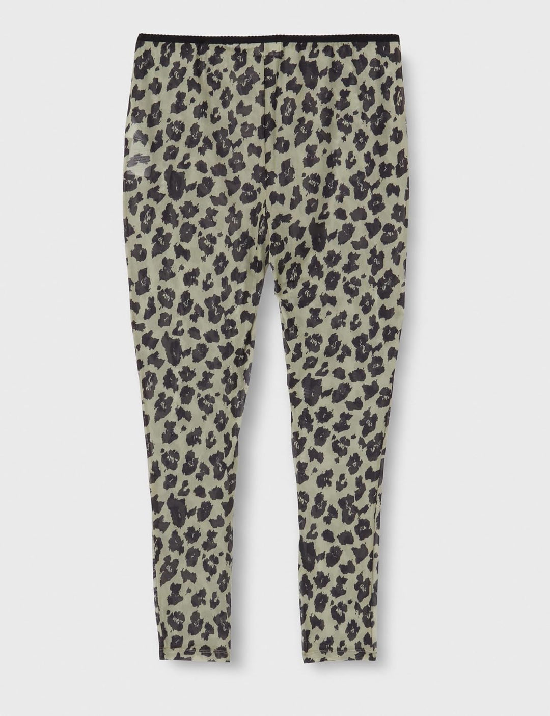 KAFFE Damen Women's Leggings Mesh Animal Print Skinny Fit Ankle Length High-Waisted Hose, Light Gree