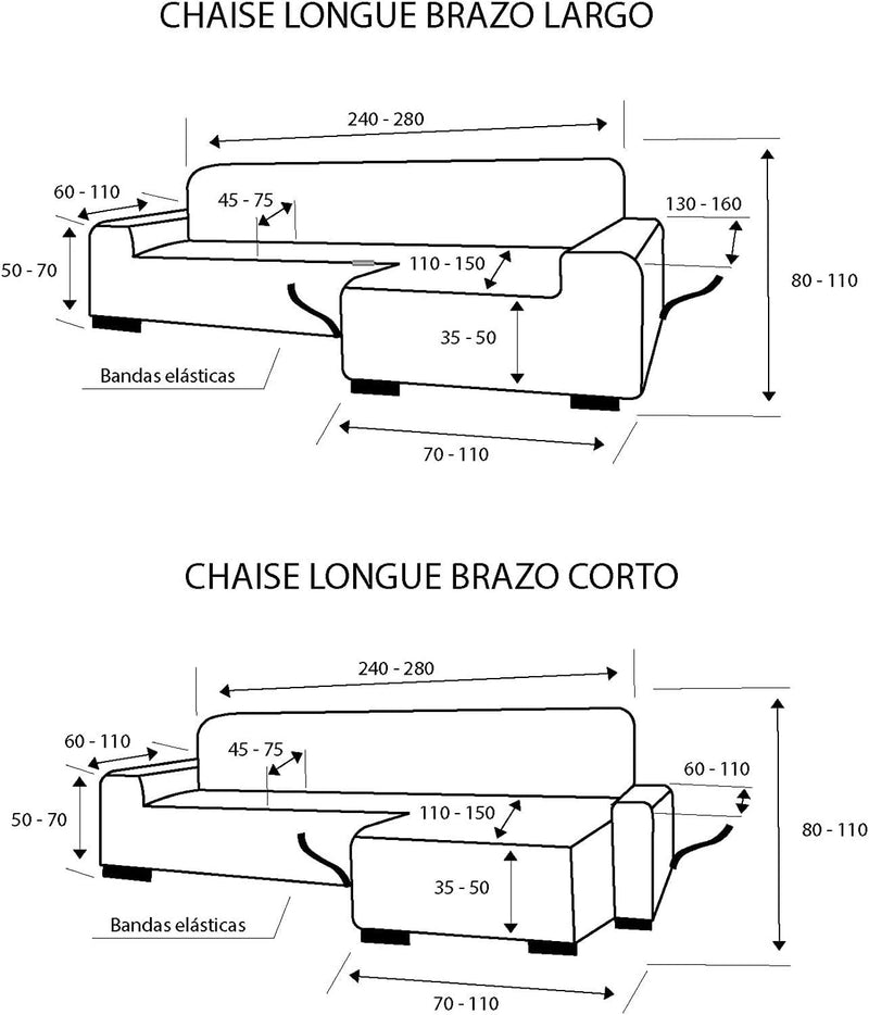 Martina Home - Sofabezug für Chaise Longue, Modell Túnez, Stoff, Braun (Visón), kurzes Eckteil Links