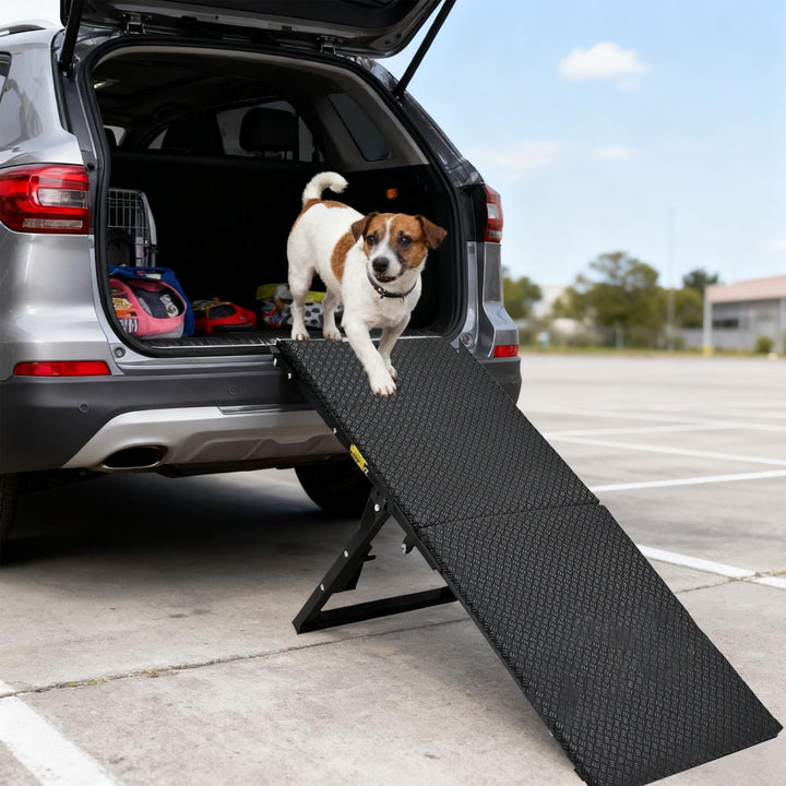 Klappbare Hunderampe aus Metall, Hundetreppe für kleine Hunde & ältere Hunde, Verstellbare Rampe für