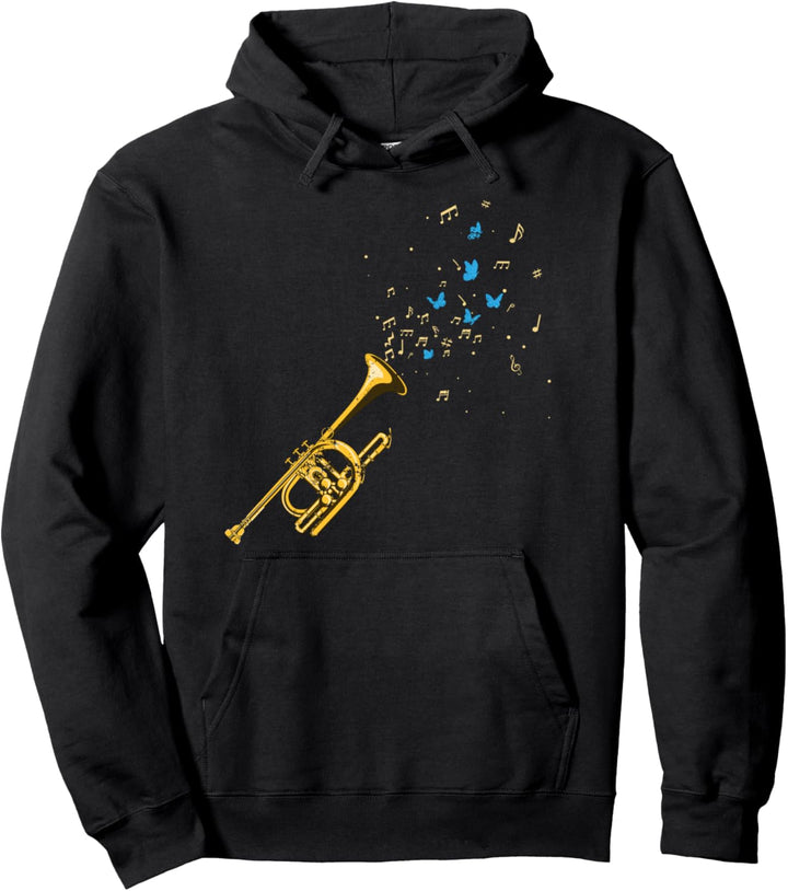 Schmetterling Jazz Musiker Geschenk Tiermotiv Trompete Pullover Hoodie