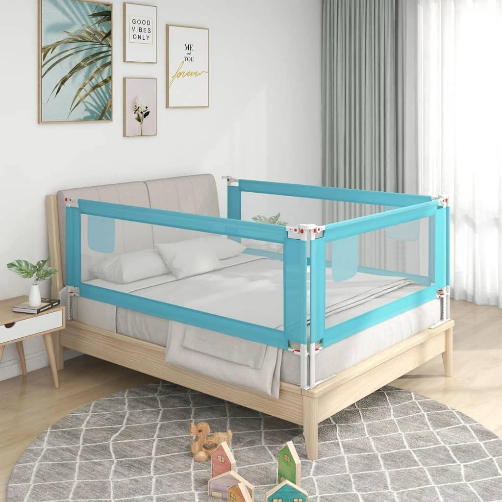 homiuse Kleinkind-Bettschutzgitter 150x25 cm Blau Stoff Rausfallschutz Bettumrandung Babybett Bettgi