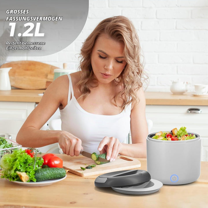 100W Elektrische Lunchbox Erwachsene, 1.2 L Thermo Lunch box mit Besteck und Isolierter Lunchbeutel,