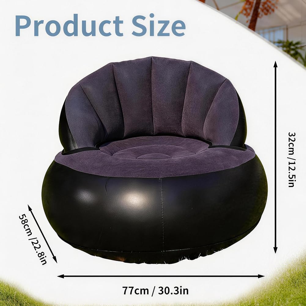 Aufblasbare Sofa,Aufblasbarer Sofastuhl Tragbarer Aufblasbarer Stuhl Beflocktes Luftsofa Rundes Outd