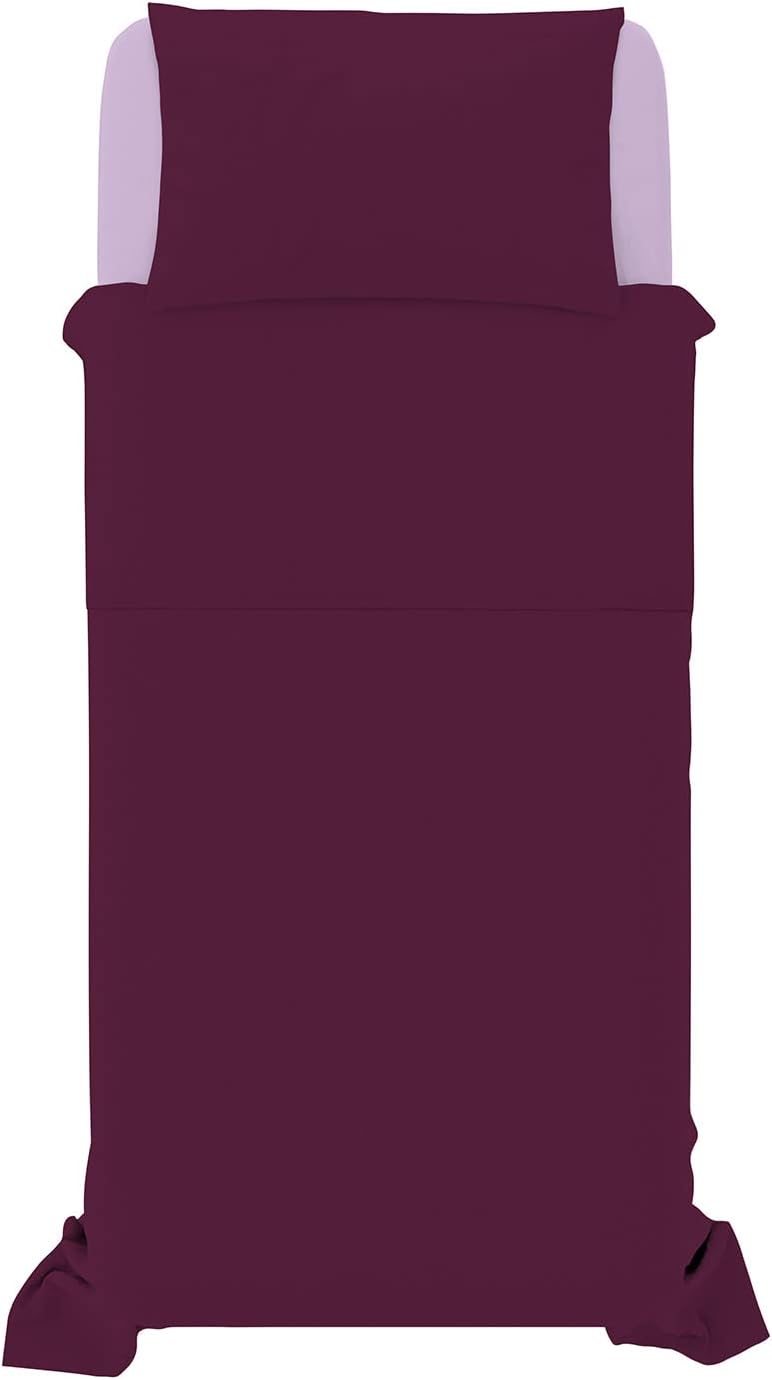 Italian Bed Linen Bettwäsche-Set aus 100% Baumwolle, naturfarben, Pflaume/Lila, Einzelbett Einzelbet