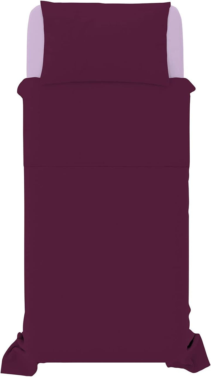 Italian Bed Linen Bettwäsche-Set aus 100% Baumwolle, naturfarben, Pflaume/Lila, Einzelbett Einzelbet