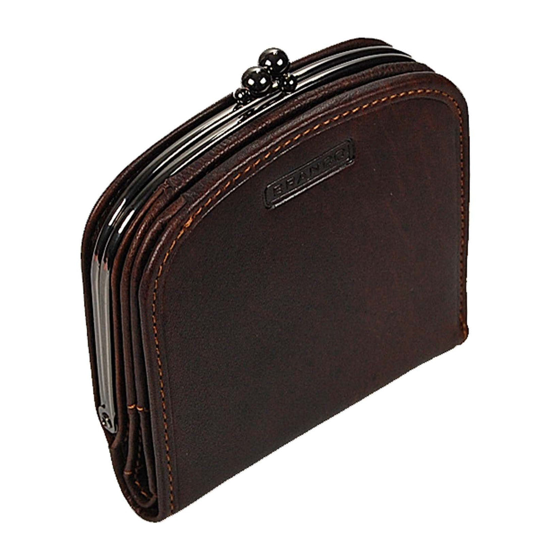 GoBago Branco Damenbörse Portemonnaie Geldbeutel Bügelbörse Damen Geldbörse Leder (Braun), Braun