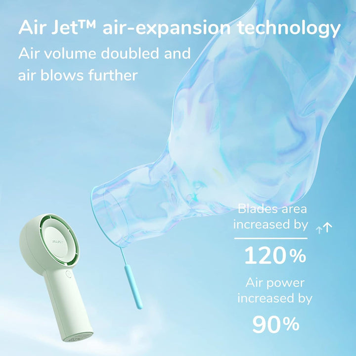 JISULIFE Turbo Handventilator Akku [16 Stunden Lange Arbeitszeit] 4000mAh Tragbarer Mini Ventilator