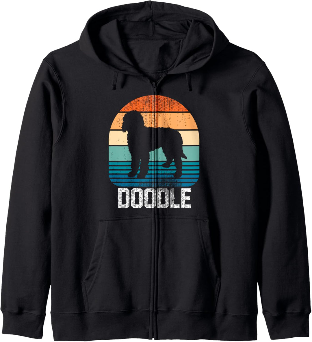 Golden Doodle Dog – Retro Regenbogen Sonnenuntergang Love All Dogs Kapuzenjacke