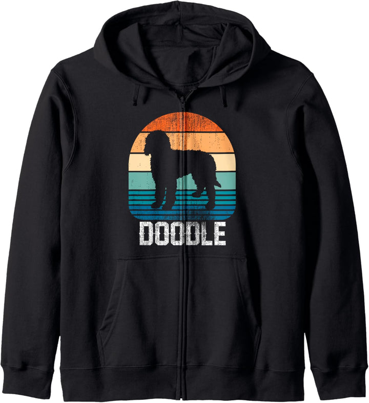 Golden Doodle Dog – Retro Regenbogen Sonnenuntergang Love All Dogs Kapuzenjacke
