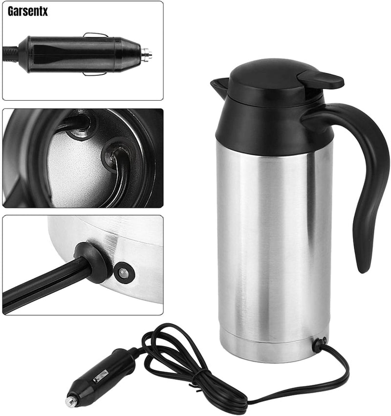 750ml Auto Wasserkocher, 12V Elektrischer Wasserkocher Edelstahl Reisewasserkocher für Wasser Kaffee