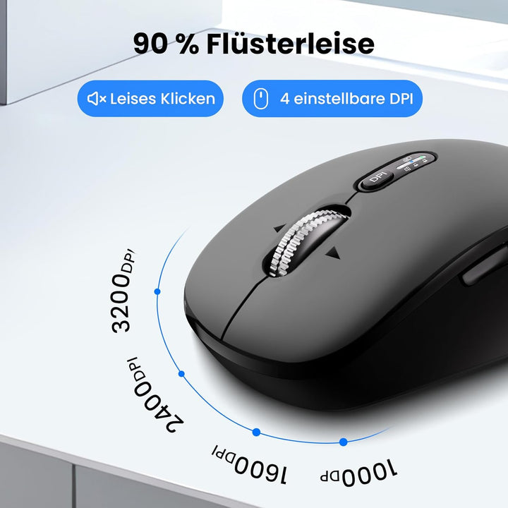 Kabellose Bluetooth-Tastatur-Maus-Kombination (USB+BT×2),ultradünne,leise,kompakte PC-Computertastat