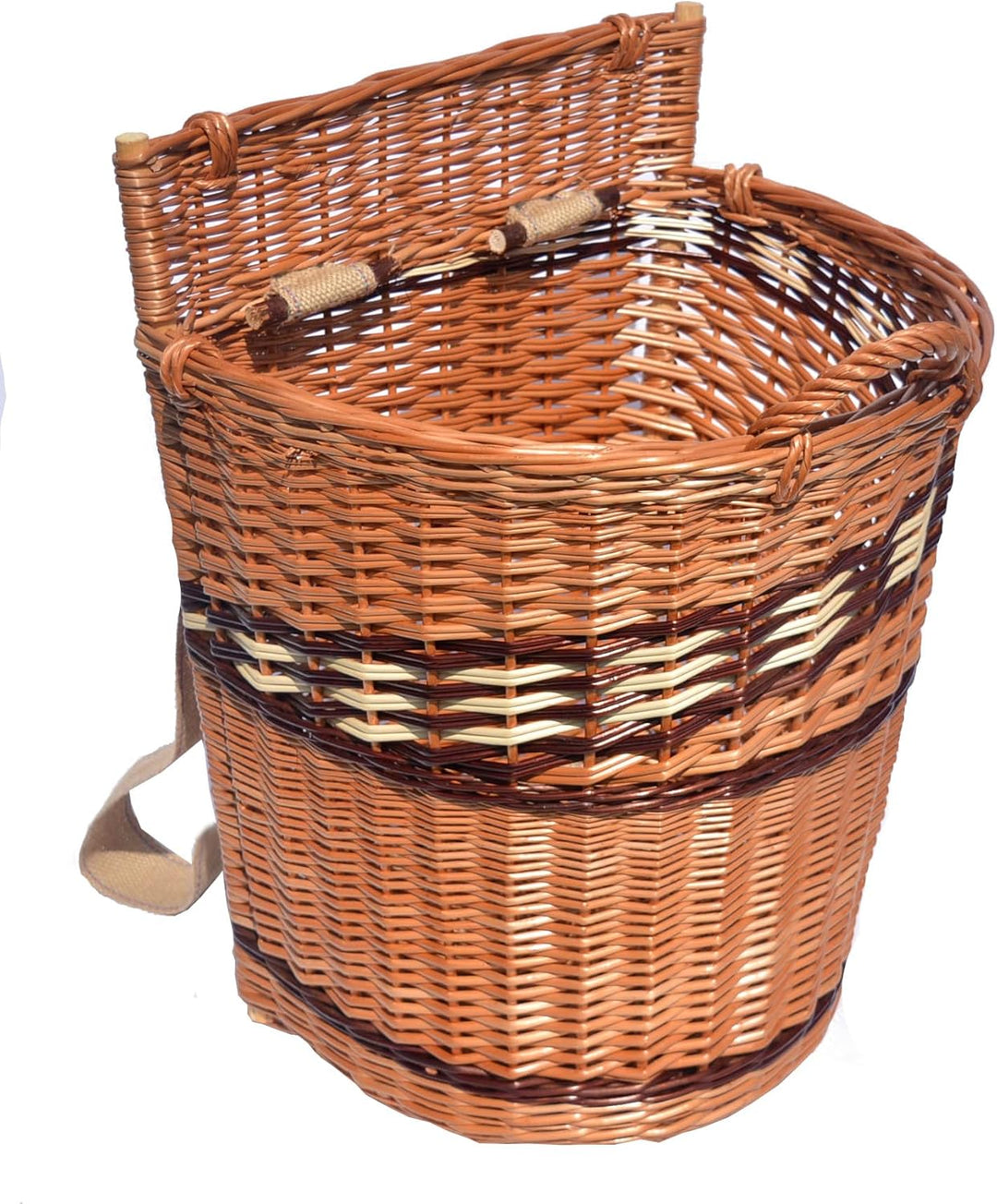 Rückentragekorb Kiepe aus Weide mit Jutegurten, handgeflochten und lackiert, Grösse M oder XL (Kiepe