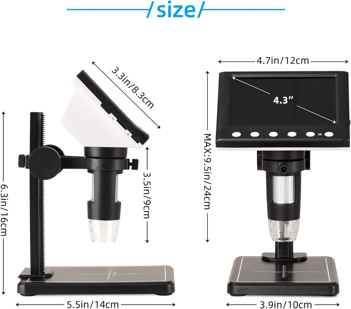 Koolertron Mikroskop Digital, 1080P HD 1000X Mikroskop, LCD Bildschirm Mikroskoplupe für Leiterplatt