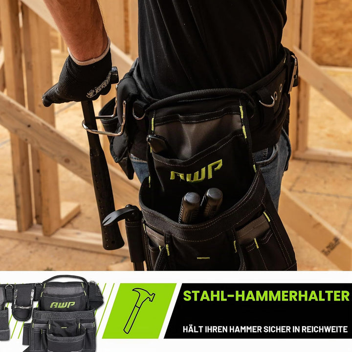 AWP Zimmermanns-Werkzeug-Rig mit Tragegriffen, Premium-Werkzeuggürtel, Air-Mesh-Gepolsterter Gürtel