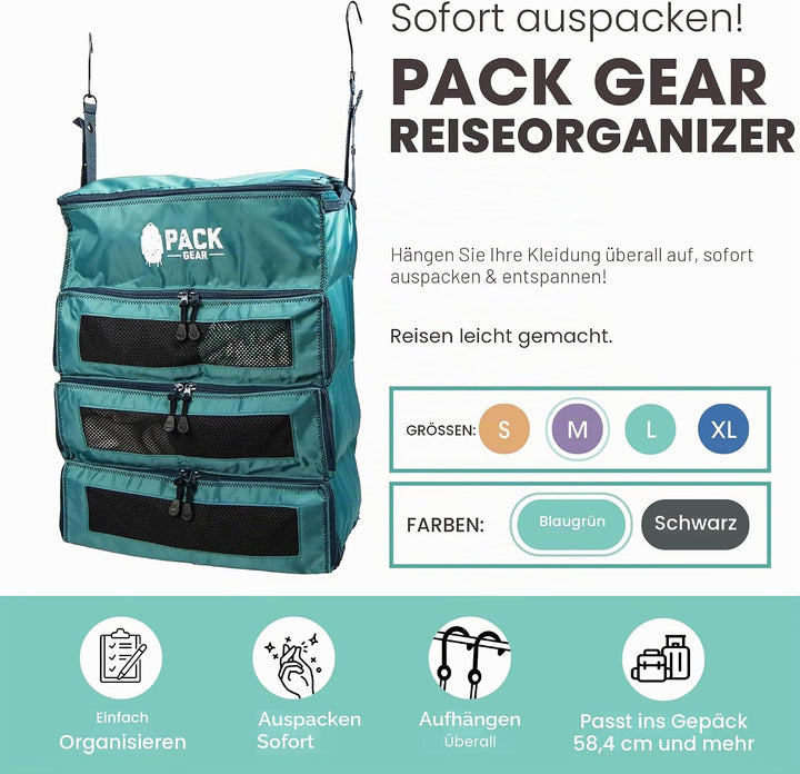 Pack Gear Koffer-Organizer | Packen Sie mehr in Ihr grosses oder Handgepäck | sofort auspacken mit d