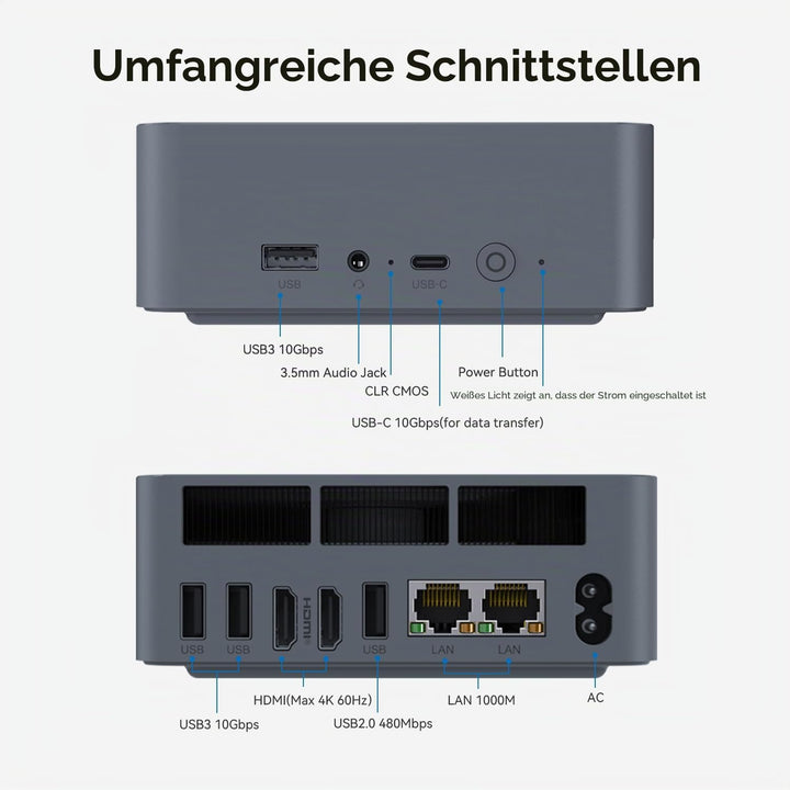 Beelink Mini PC EQi12, Intel Core i5 1235U 10C/12T, bis zu 4.4Ghz, Mini Computer 32GB DDR4 500GB M.2