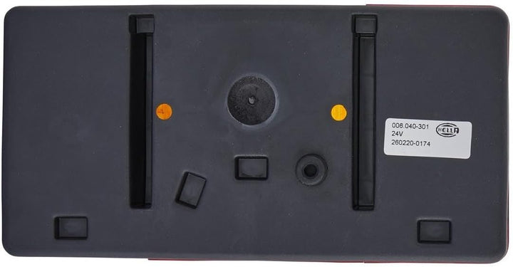 HELLA - Heckleuchte - Glühlampe - 24/12V - Anbau - Lichtscheibenfarbe: rot/gelb - Stecker: Flachstec