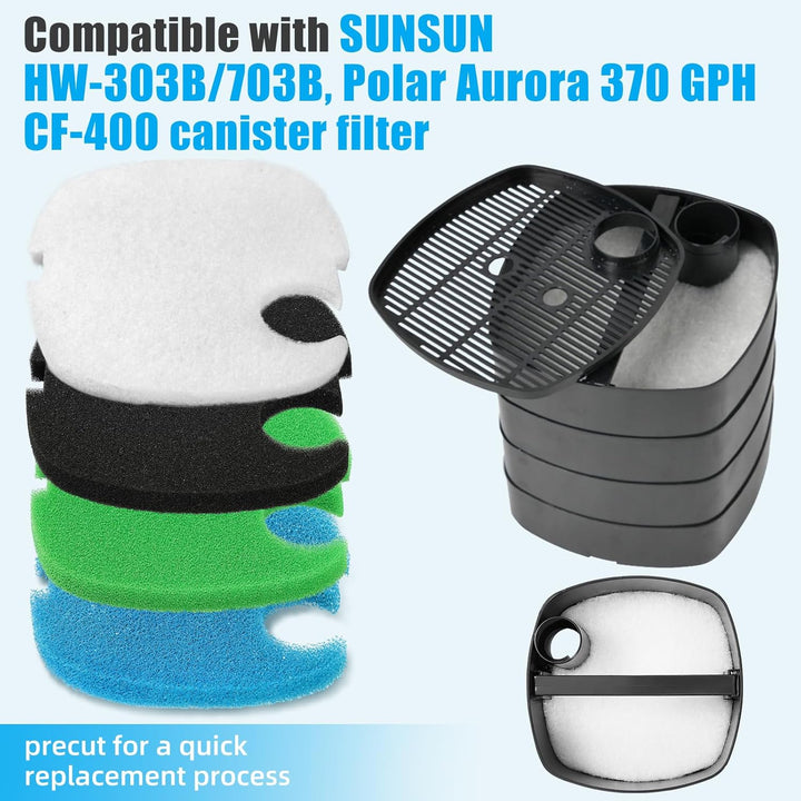 Ersatz-Filtereinsätze für Aquarien Sunsun/Grech/HW-303B, 16 Stück, 4 Bio + 12 Floss, 4 Bio + 12 Flos