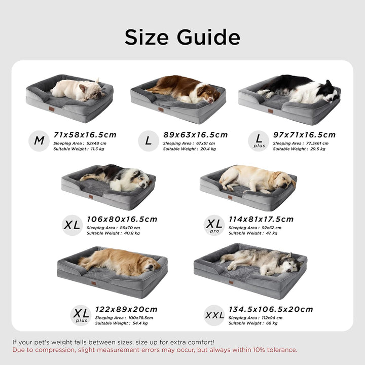 Bedsure orthopädisches Hundebett Ergonomisches Hundesofa - 89x63 cm Hundecouch mit eierförmiger Kist