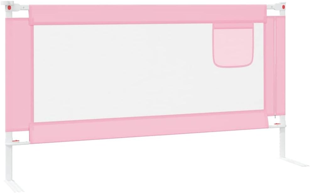 Kleinkind-Bettschutzgitter Rosa Stoff 160x25 cm, Höhenverstellbar, Klappbar, Atmungsaktiv, Sicherer