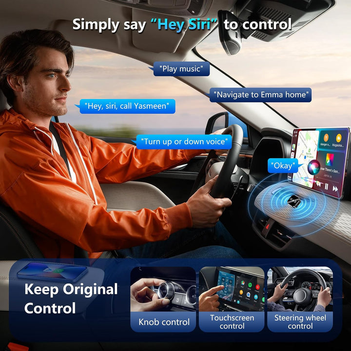 auvstar 2026 Upgraded mit Mirror Link, 3 in 1 CarPlay &amp; Android Auto Wireless Adapter für iOS 11+/An