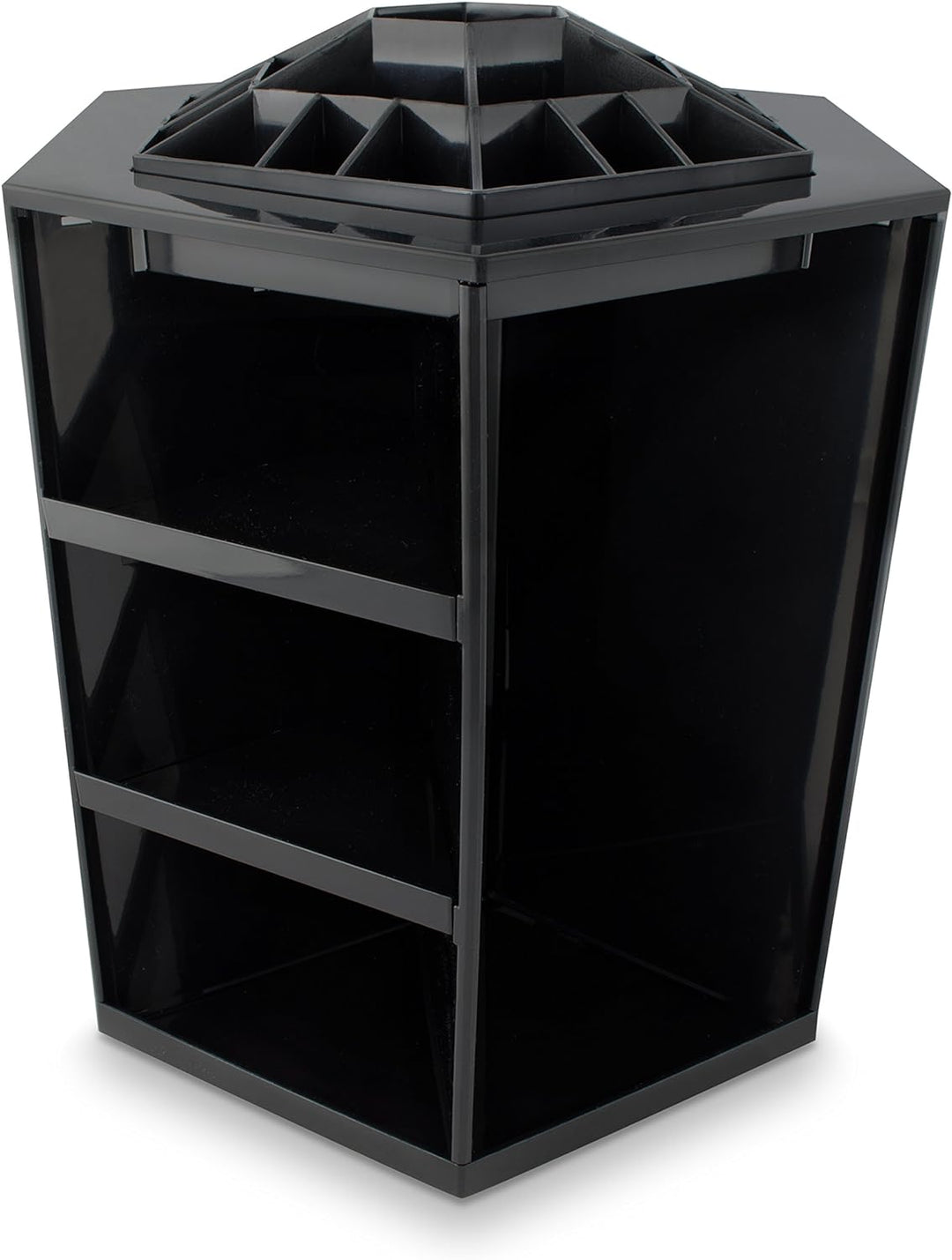 Grinscard Kosmetik Organizer Drehbar - Schwarz 32 x 27 x 27 cm - Kosmetikständer Make-up Aufbewahrun
