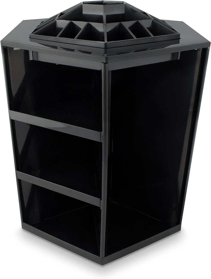 Grinscard Kosmetik Organizer Drehbar - Schwarz 32 x 27 x 27 cm - Kosmetikständer Make-up Aufbewahrun