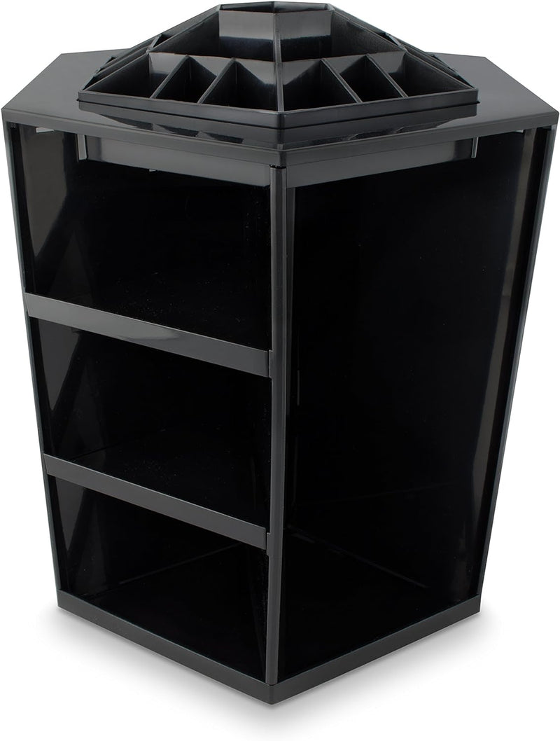 Grinscard Kosmetik Organizer Drehbar - Schwarz 32 x 27 x 27 cm - Kosmetikständer Make-up Aufbewahrun