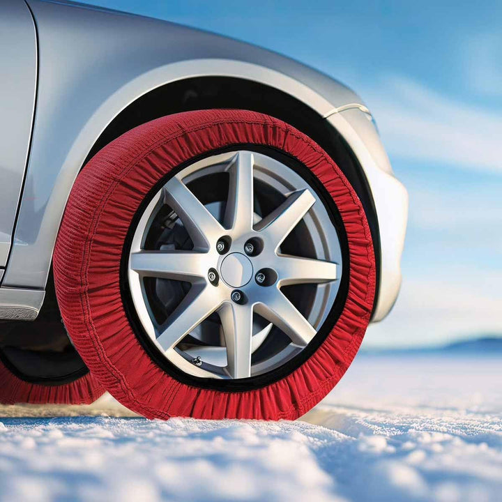 Zugelassene Schneeketten, Einfache Montage in 2 Minuten, 6 Grössen verfügbar (Rot;XXL) Rot XXL, Rot