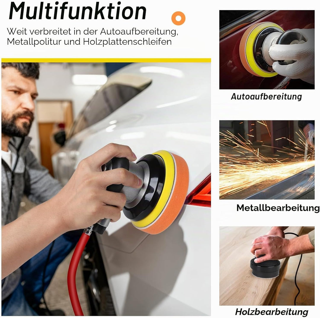 Druckluft Exzenterschleifer 75mm, Leerlaufdrehzahl 12000RPM, Exzenterhub 5 mm, Mini Druckluftschleif