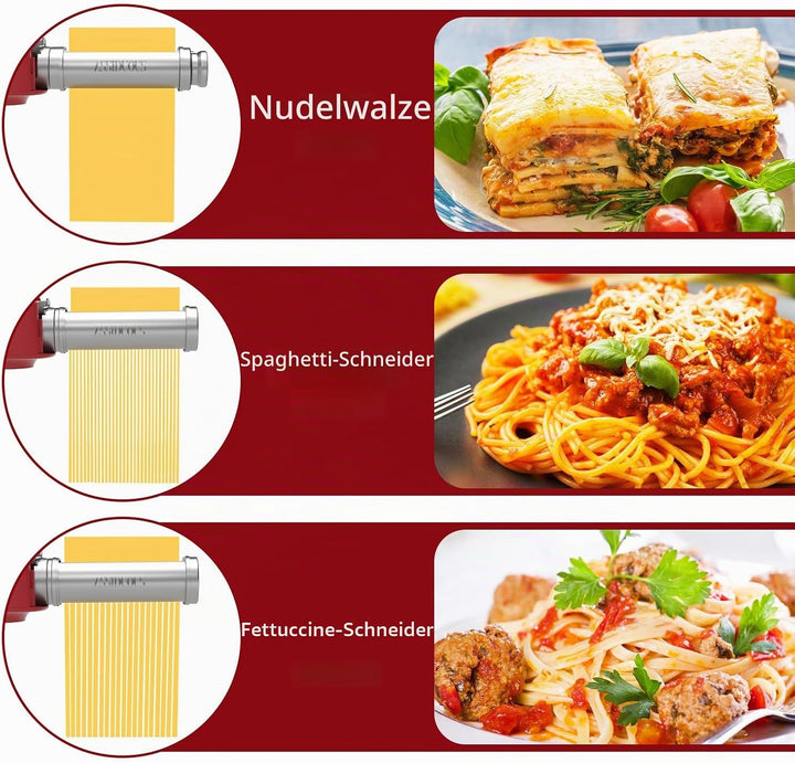Assiduous Nudelaufsatz für Bosch Standmixer, 3 Stück Pasta Roller für Bosch Nudelaufsatz Set, inklus