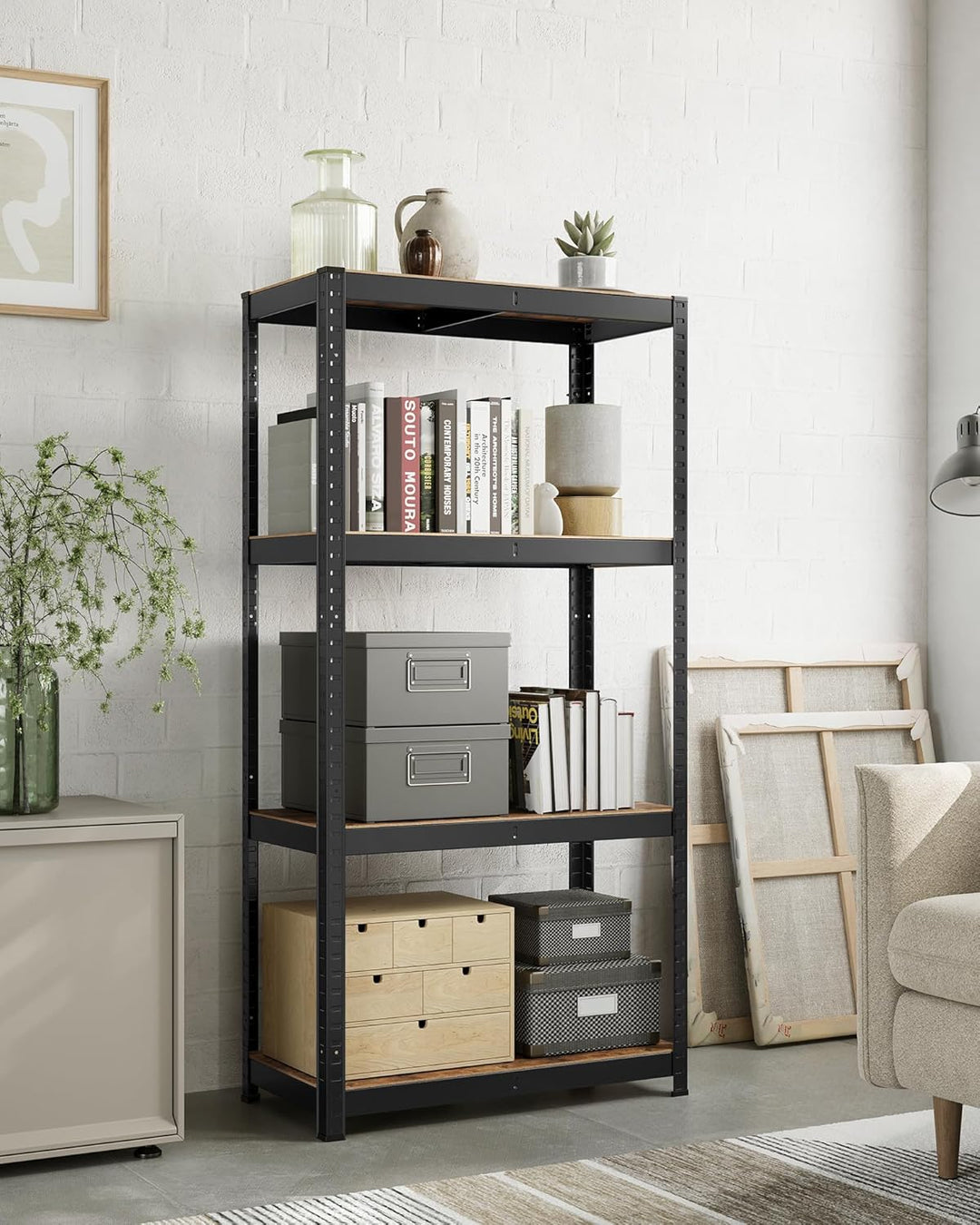 SONGMICS Standregal, Bücherregal, Lagerregal, 4 Ablagen, verstellbar, 40 x 80 x 160 cm, bis 520 kg b