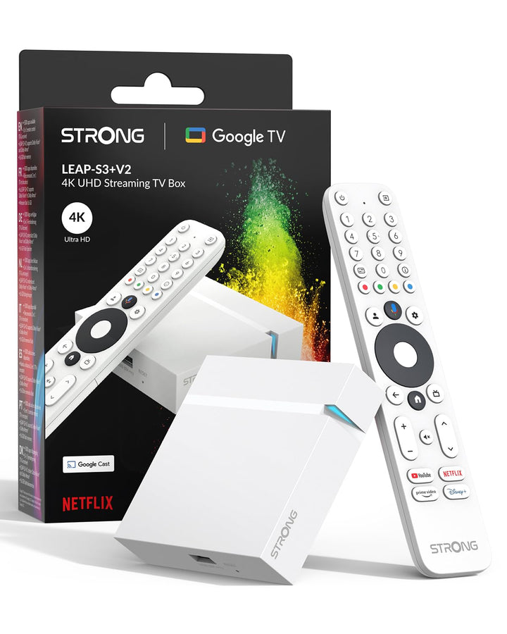 STRONG - Streaming Box Android TV 4K UHD - Leap-S3+ V2 - Chromecast Built-in - Kompatibel mit Google