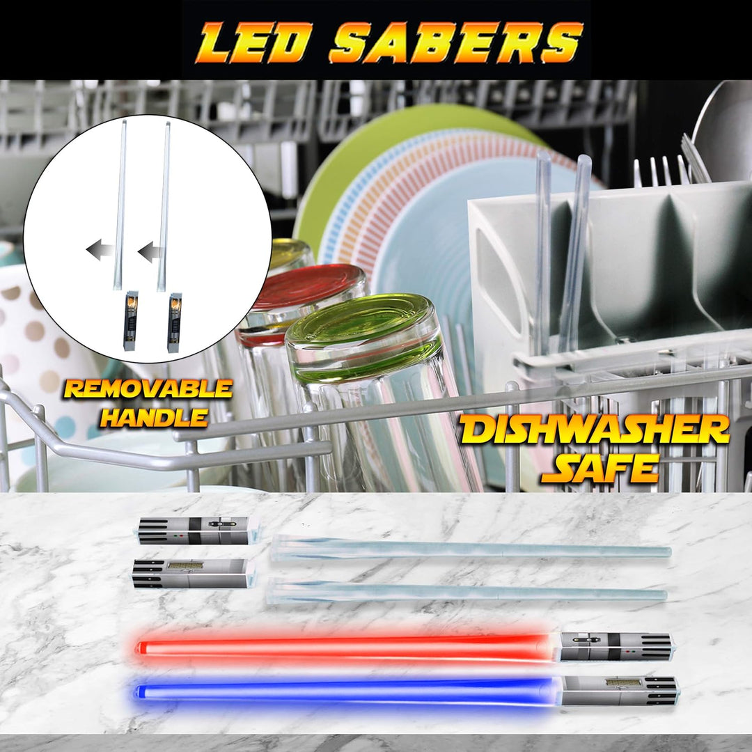 LIGHTTSABER CHOPSTICKS LIGHT UP STAR WARS LED Glowing Light Saber Chop Sticks reusable Sushi Lightup