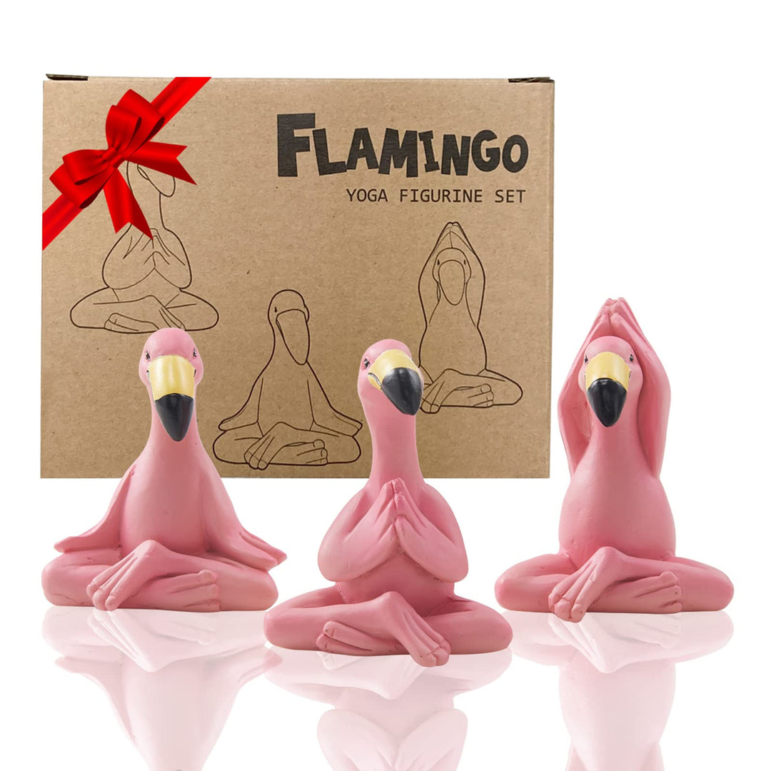 Yeomoo Yoga Flamingo Deko Figuren Miniatur Gartendeko für Aussen, scurrile Rosa Flamingo Figur, Feen