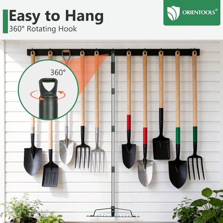 ORIENTOOLS Gartenrechen, schwere Ausführung, 44 cm Breite, 160 cm Stiellänge, 1,7 kg für Boden locke