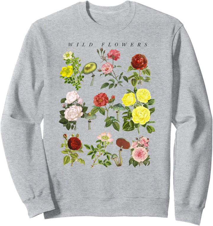 Trendy Floral Wild Mushroom Chart Sweatshirt