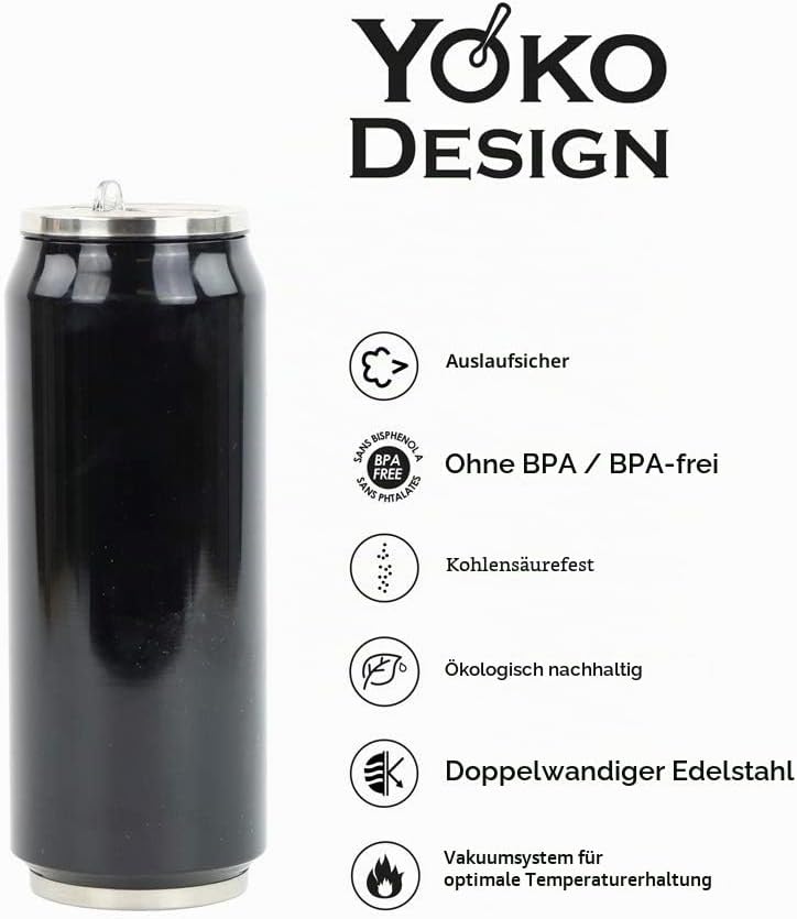 YOKO DESIGN Dose, Isolierbehälter, Edelstahl, 13 cm Noir Rubber Soft, Noir Rubber Soft